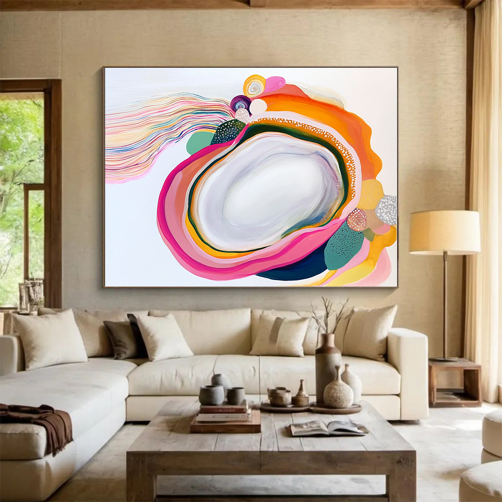 Colorful Agate - Inspired Abstract Painting with Playful Shapes GER587
