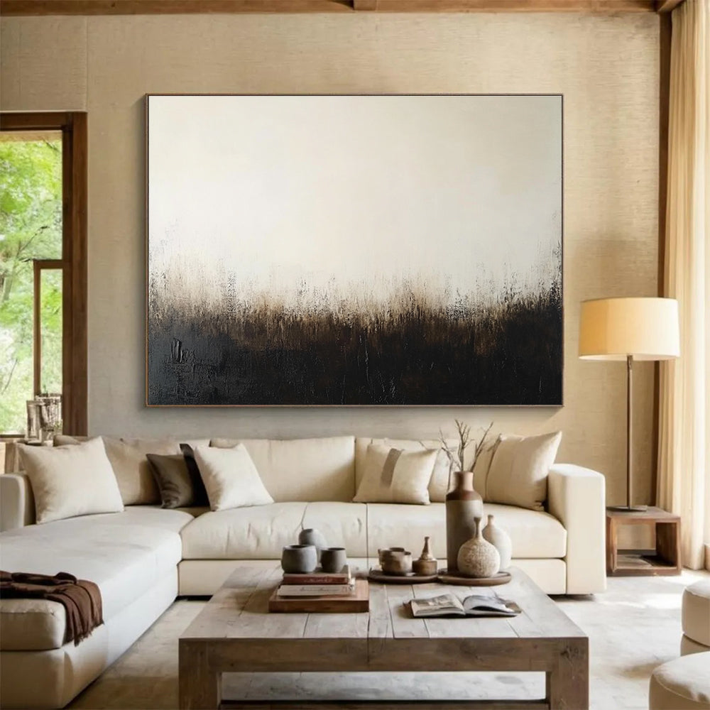 Dark Toned Abstract Landscape Painting with Browns and Blacks DYP218