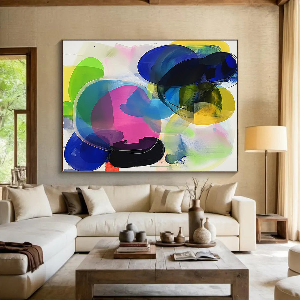 Colorful Overlapping Abstract Painting with Transparent Shapes GER608