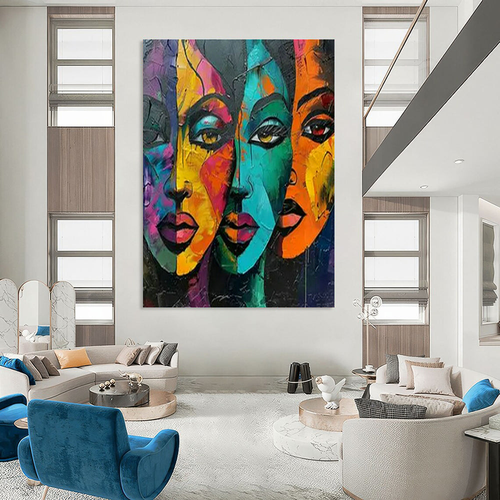 Original Hand-Painted Abstract Painting for Living Room Curio Cabinet Wall & Bedroom Hat Display Niche DLZ1740