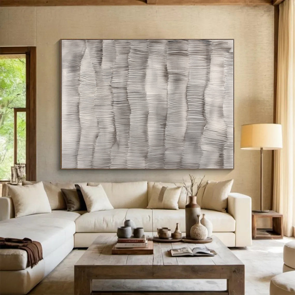 Gray Wavy Line Textures Abstract Painting GER869