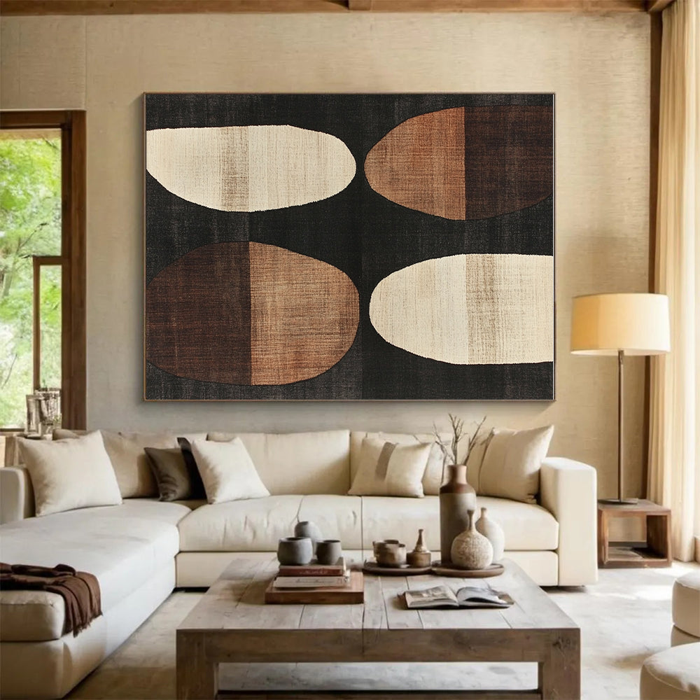 Brown Beige Oval Shapes Abstract Painting GER840
