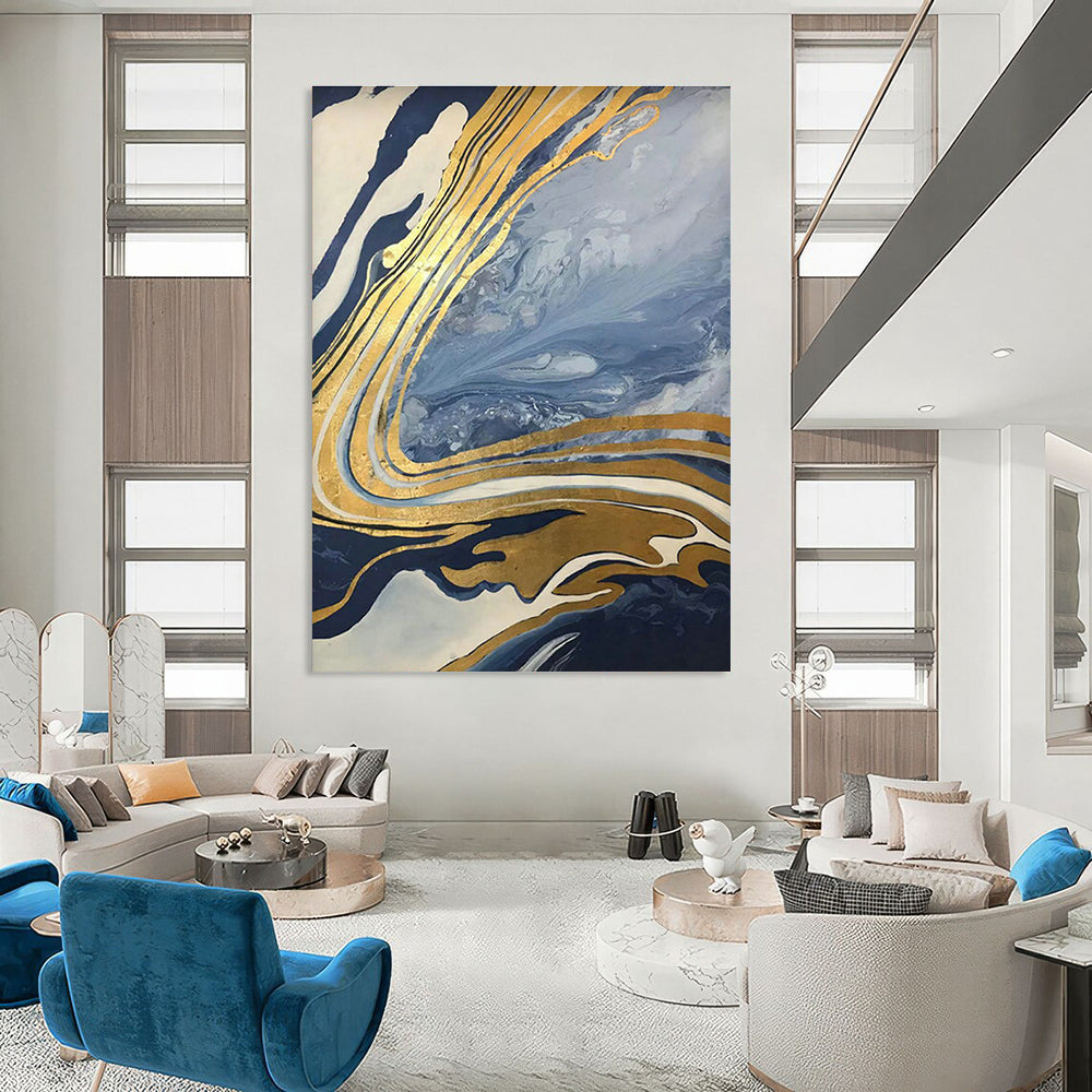 Large Hand - Painted Abstract Canvases for Hallway Staircase Handrails & Office Server Closet Shelf Backings DLZ0877
