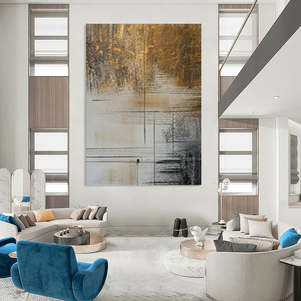 Bespoke Hand-Painted Oversized Abstract Canvas for Dining Room & Entryway DLZ0987