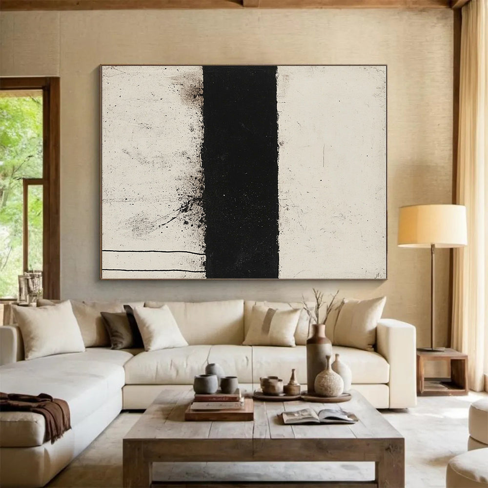Black and White Abstract Painting with Textured Contrast GER143