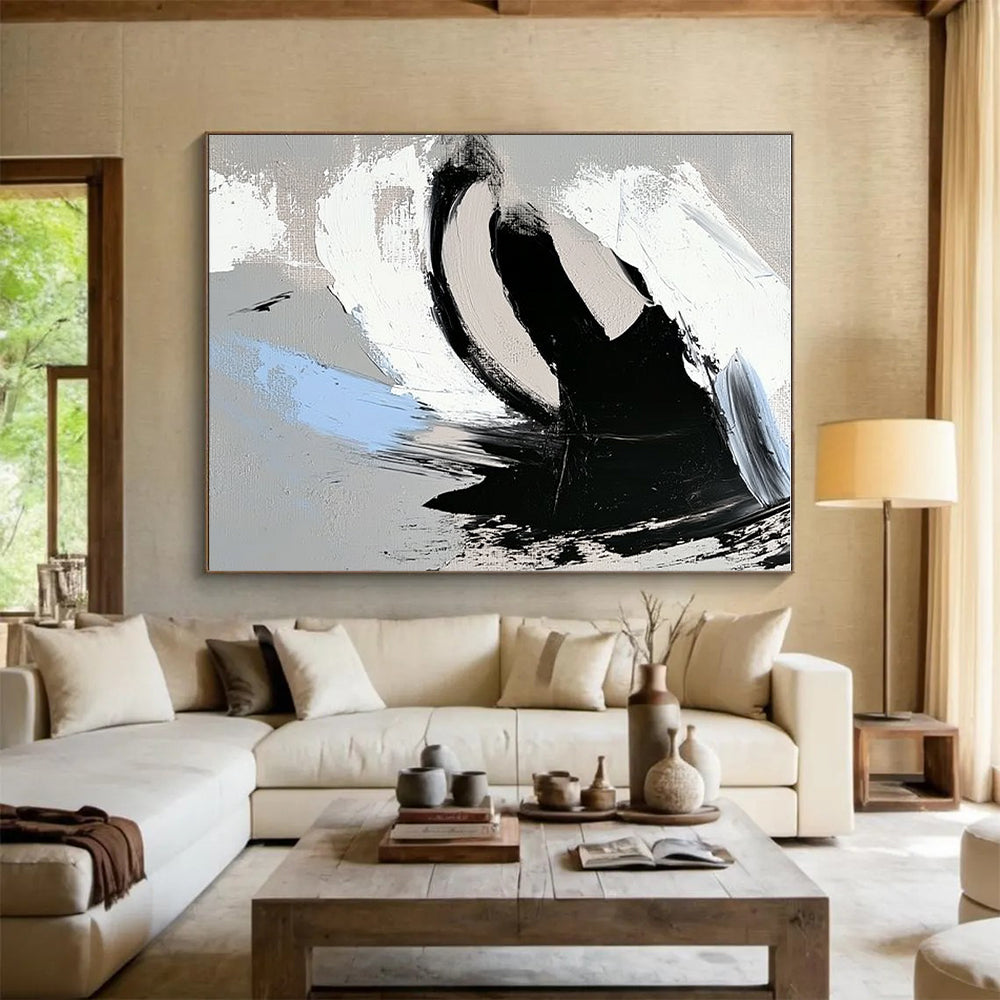 Blue Accent Abstract with Black White and Gray GER357
