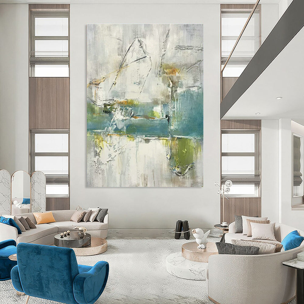Original Hand-Painted Abstract Canvas for Cottage Living Room Wall Sconce Niche & Bedroom Alarm Clock Shelf Wall DLZ1780