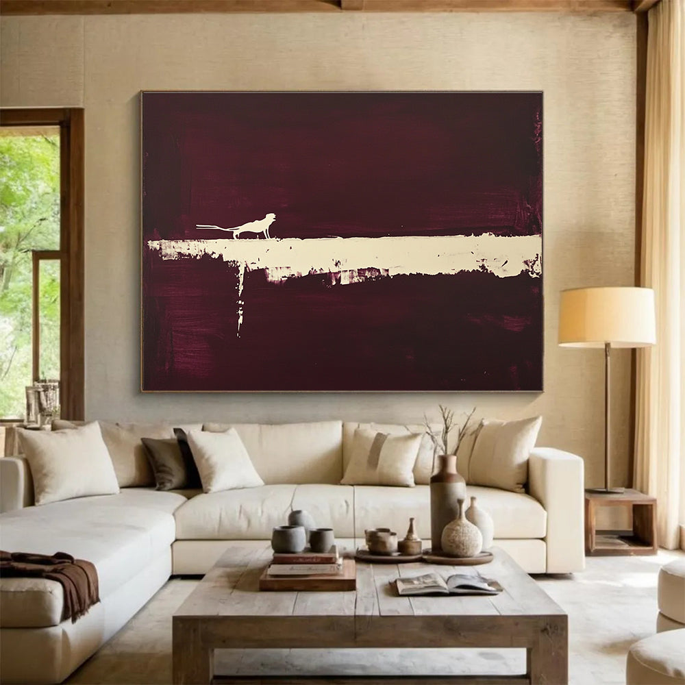 Dark Purple and White Silhouette Abstract Painting with Mysterious Vibe DYP254