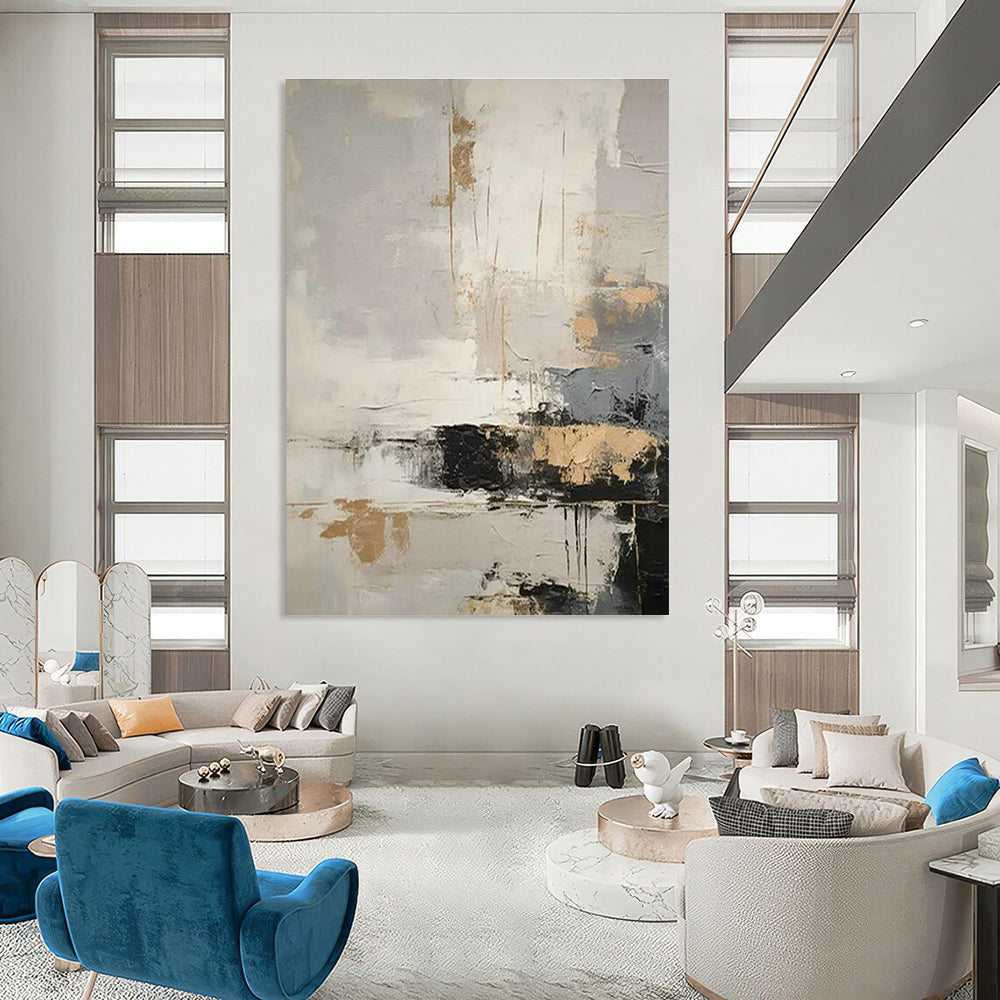 Original Hand-Painted Abstract Canvas for Cottage Living Room Wall Clock Niche & Bedroom Alarm Clock Wall DLZ1750