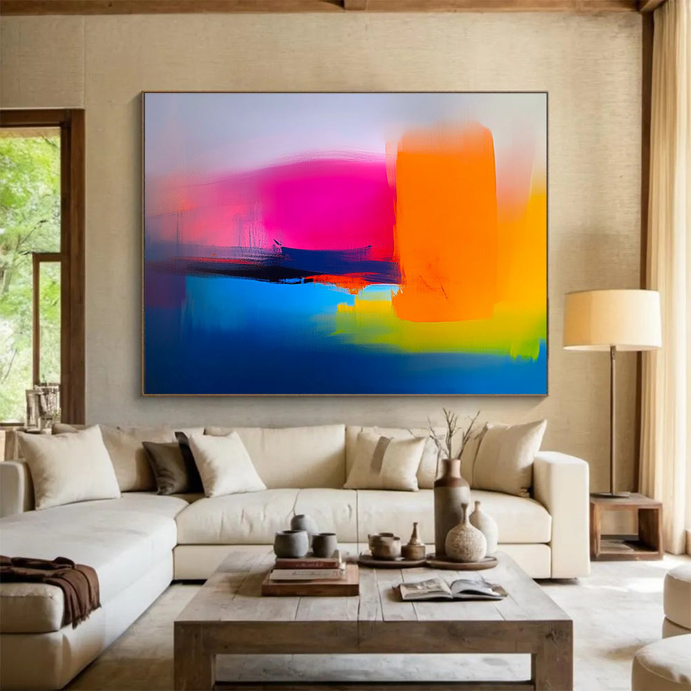 Neon Color Abstract Painting with Bold Shapes DYP308