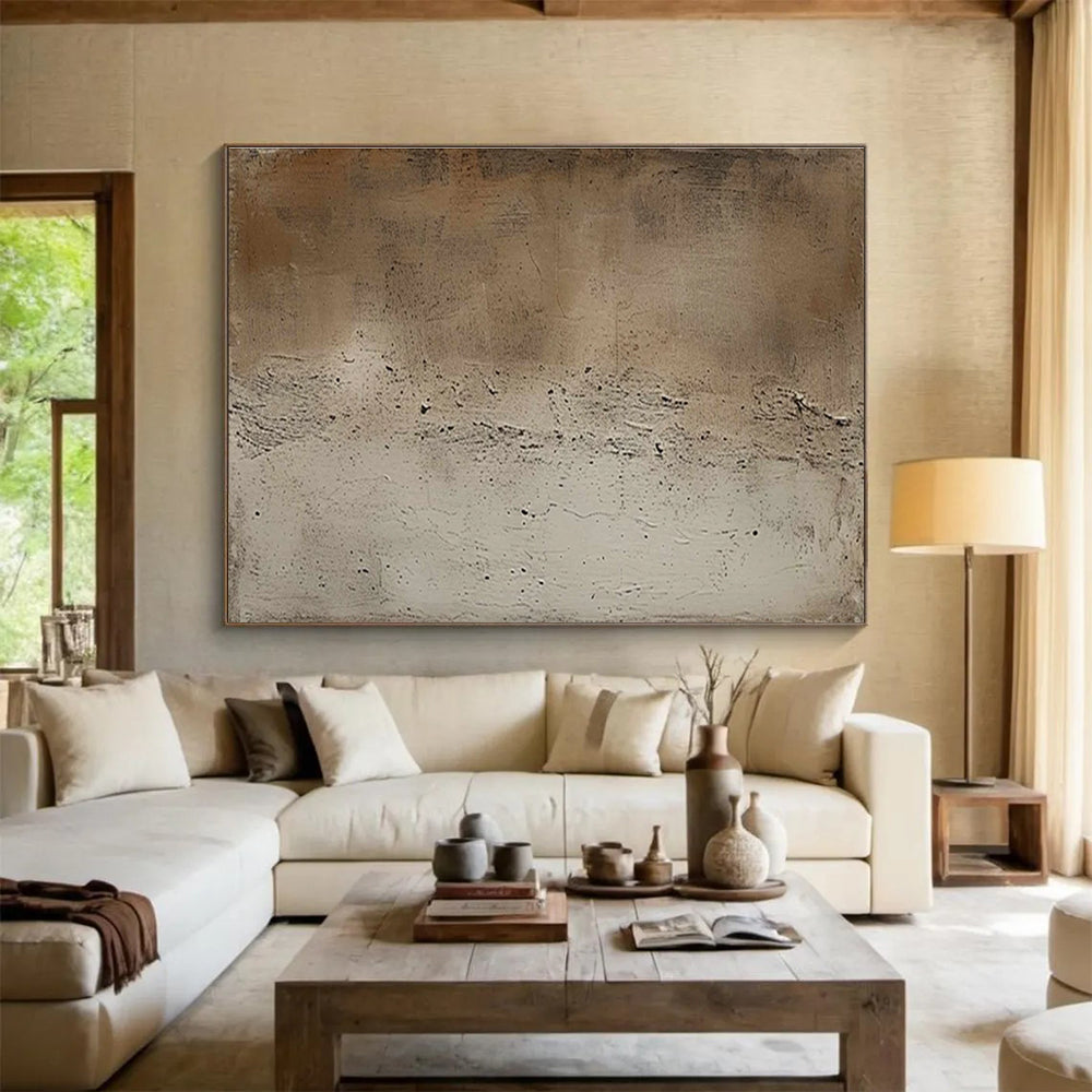 Neutral Textured Abstract Painting with Subtle Tones THY257