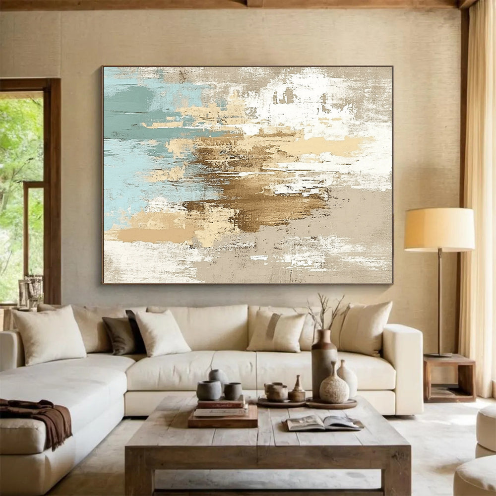 Neutral Tone Abstract with Brown Blue and White GER335