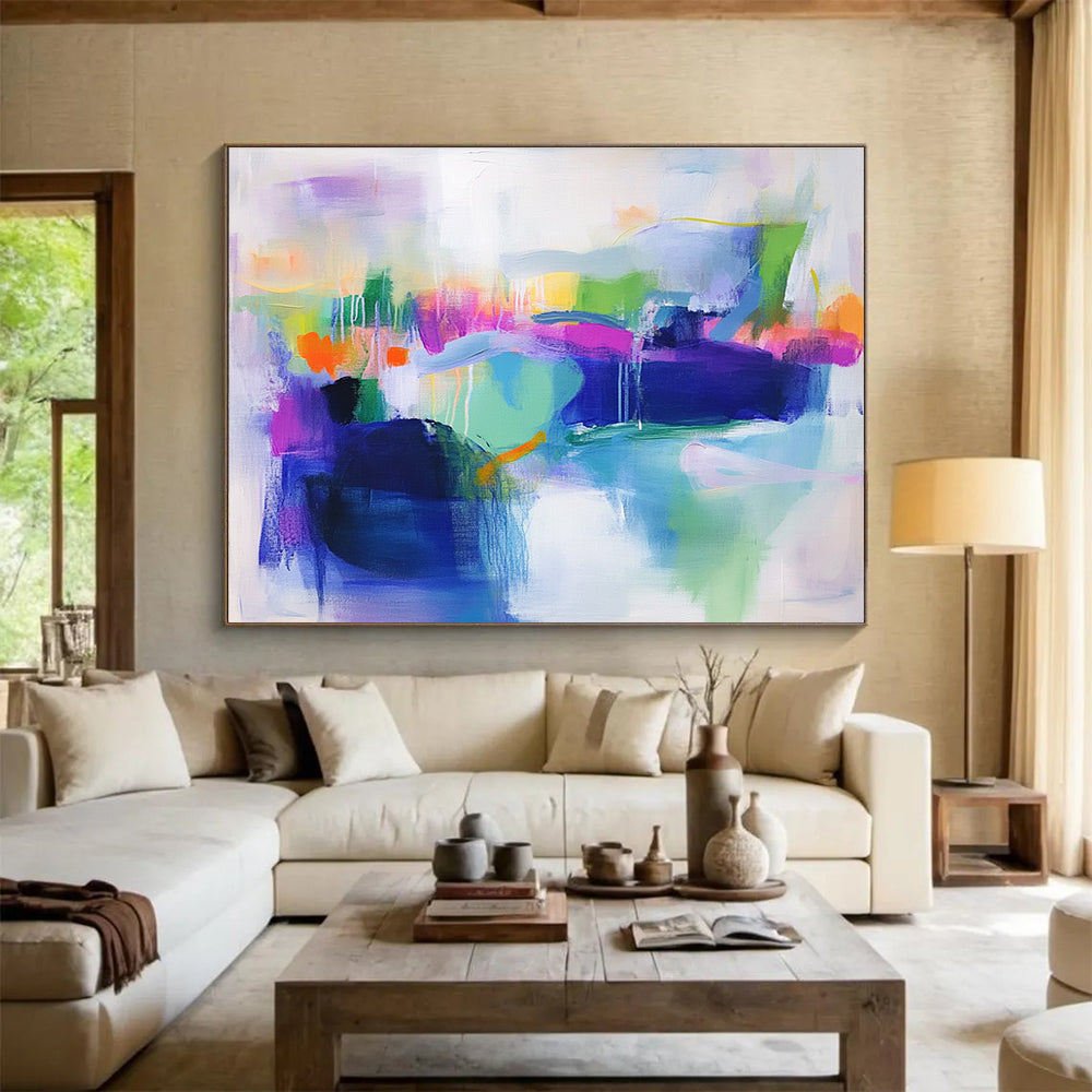 Vibrant Color Fusion Abstract Painting with Bold Color Mix DYP493
