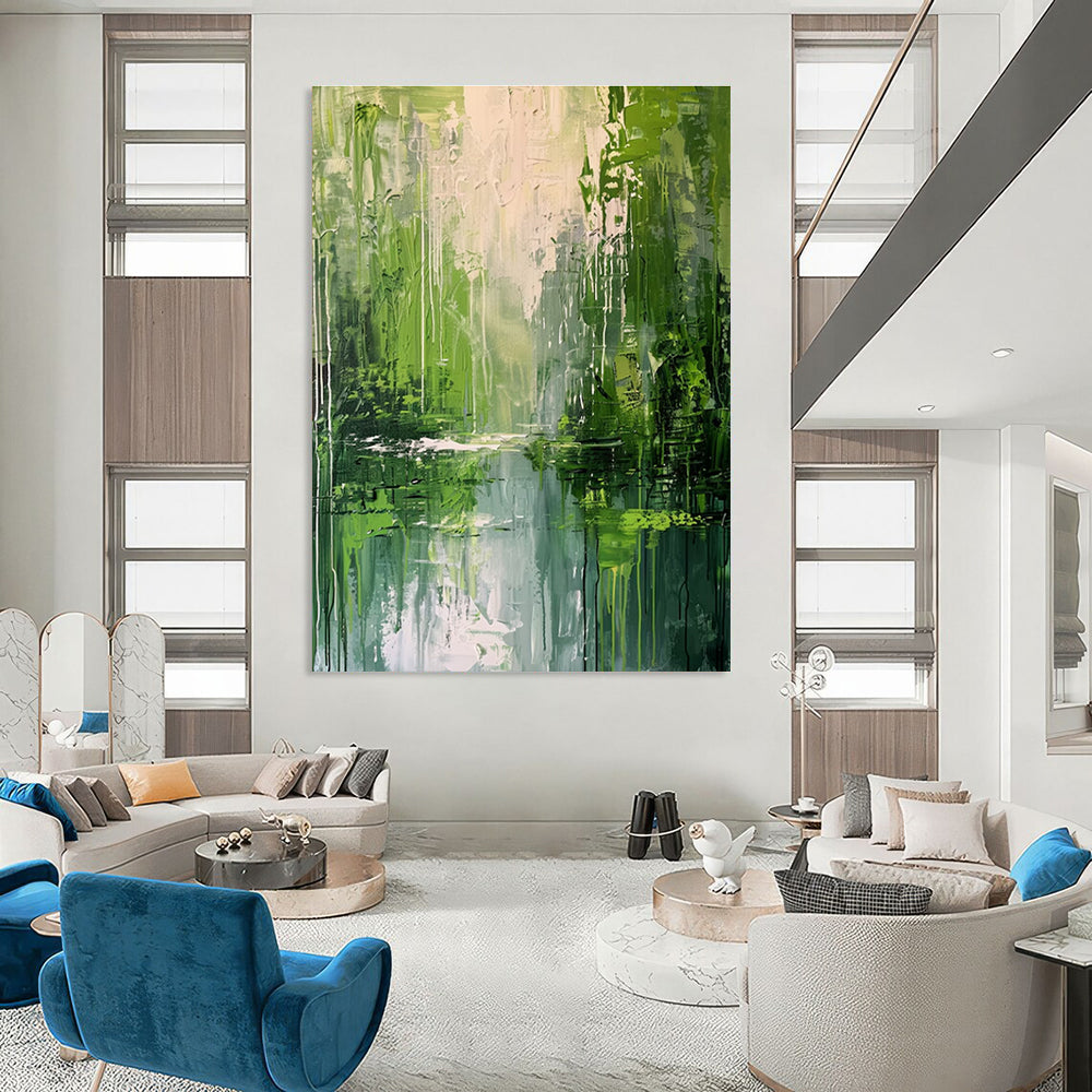 Green Grey Abstract Landscape Painting ADGE002