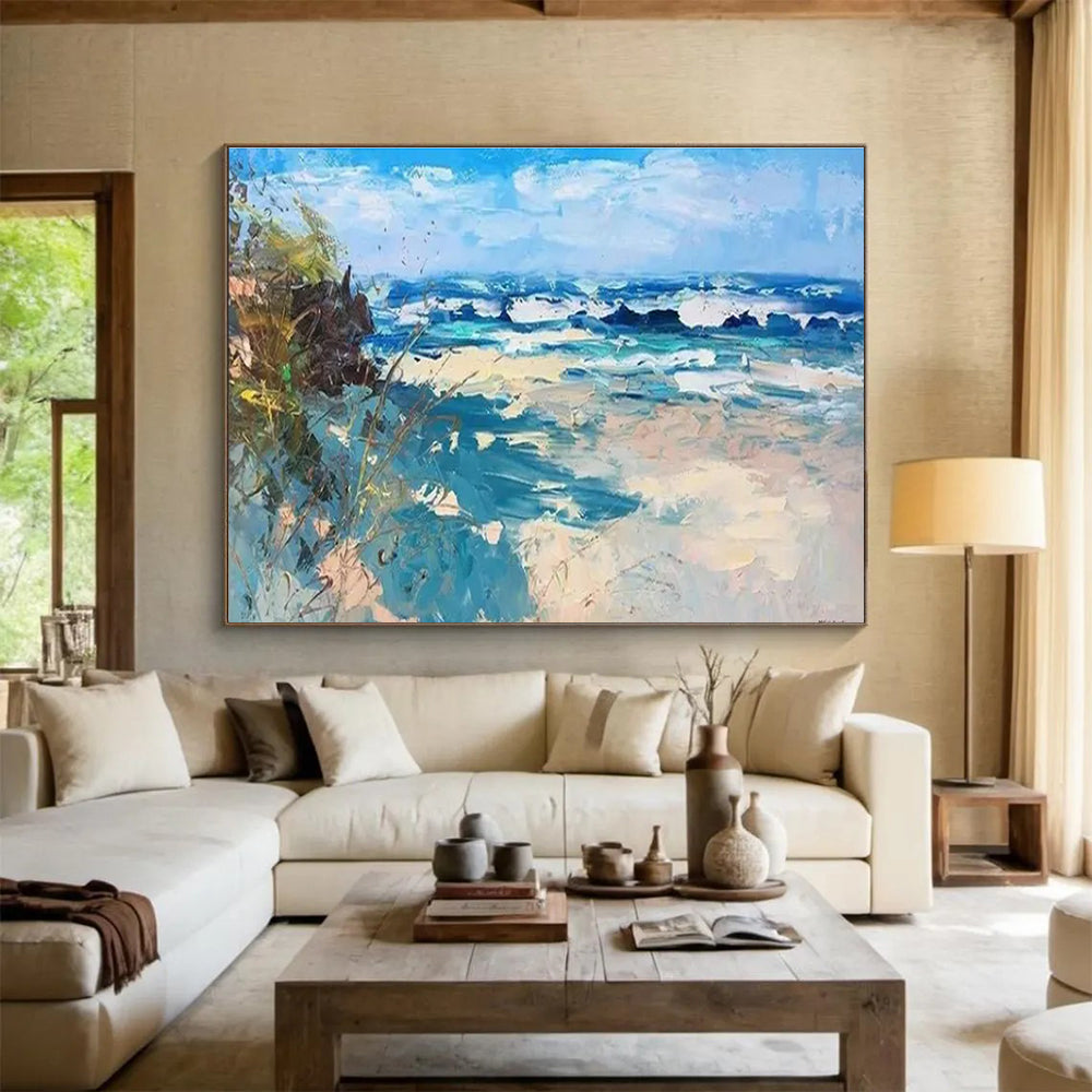 Beach with Waves Abstract Painting THY438