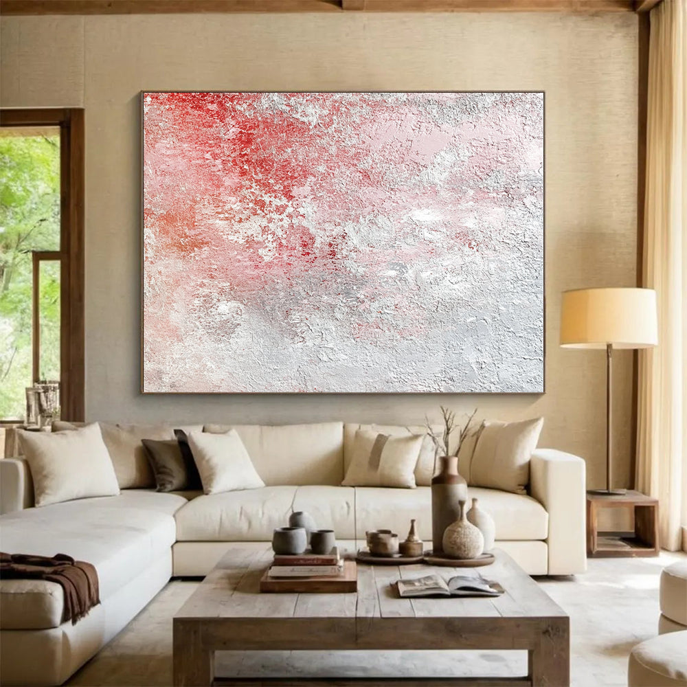 Red and Gray Textured Abstract Art with Subtle Layers GER281