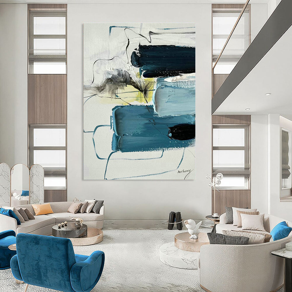 Large Hand - Painted Abstract Canvases for Hallway Skylights and Office Pantries DLZ0789