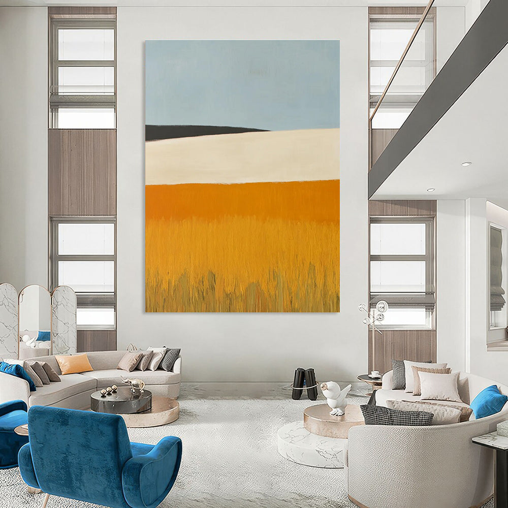 Minimalist Landscape Abstract Painting with Bold Color Blocks ADGE434