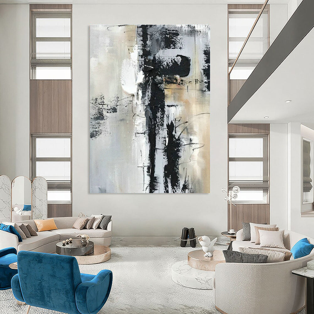 Original Hand-Painted Abstract Canvas for Cottage Living Room Window Curtain Wall and Bedroom Headboard Wall DLZ1690