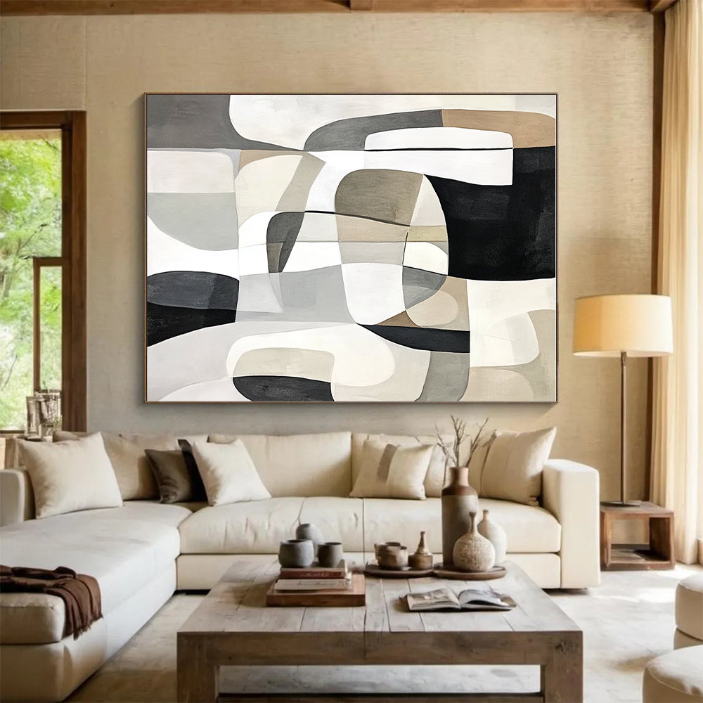 Neutral Tones Soft Geometric Abstract Artwork GER212