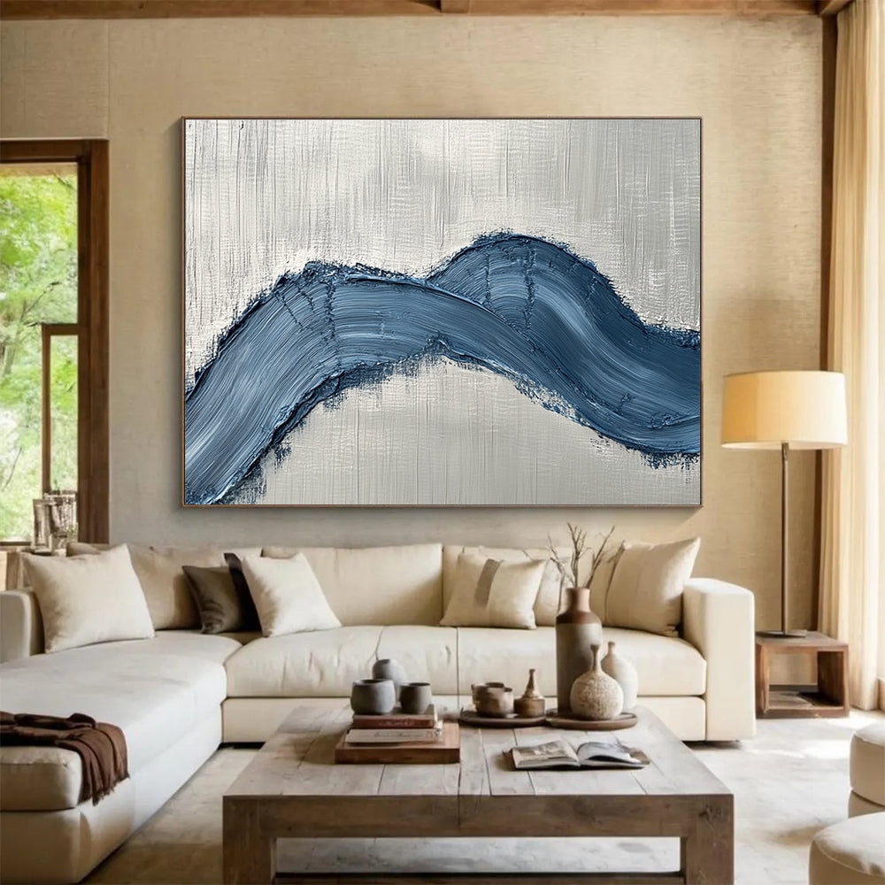 Blue Gray Textured - Curved Impasto Abstract Painting DYP044