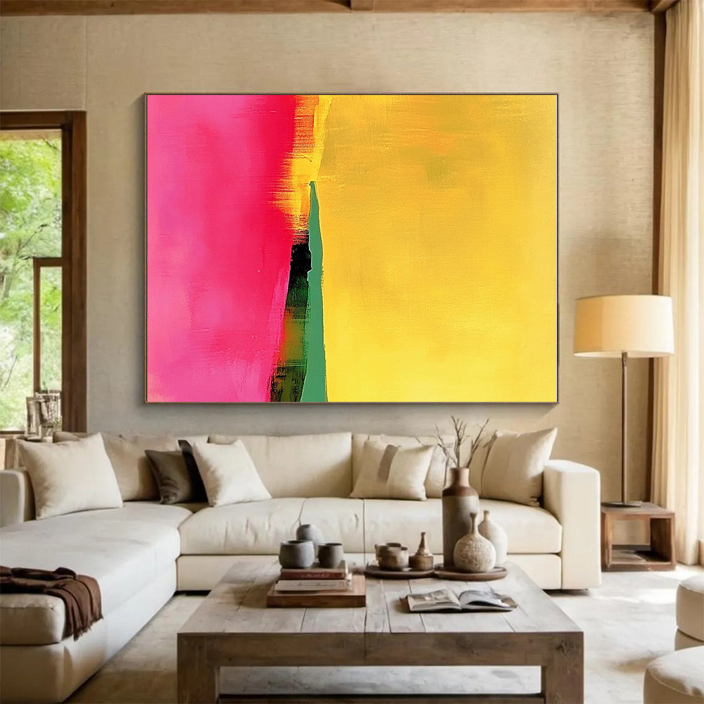 Yellow Pink and Green Abstract Landscape Painting GER190