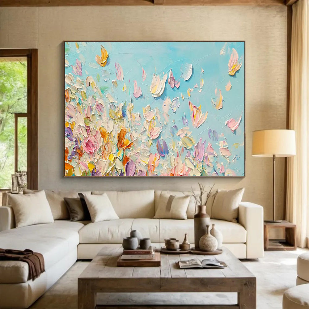 Petal Dance Abstract Painting with Soft, Airy Colors THY410