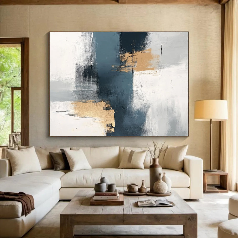 Gray Gold Abstract Painting with Subtle Textures GER722