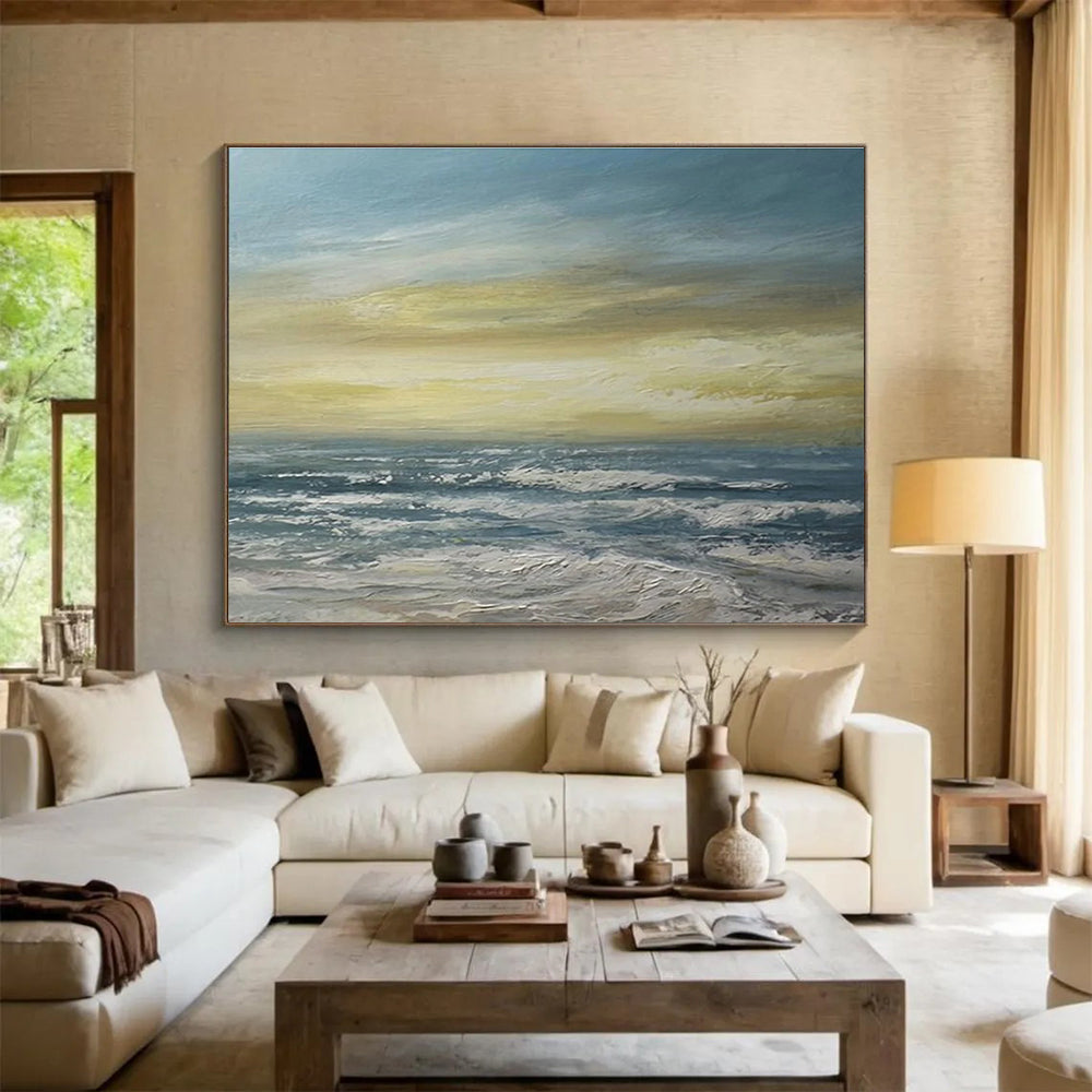 Yellow Sky Sea Sunset Abstract Painting THY032