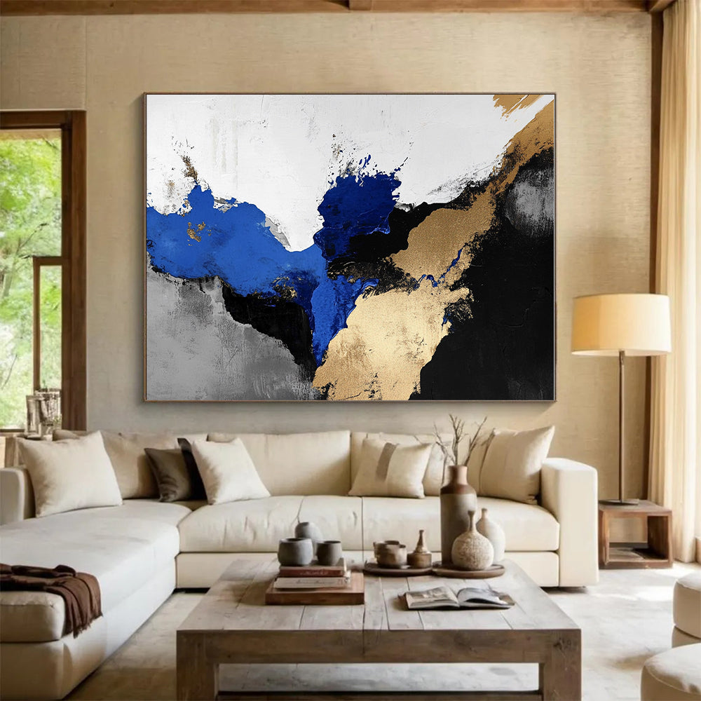 Blue Gold Abstract with Black White and Gray Background GER365
