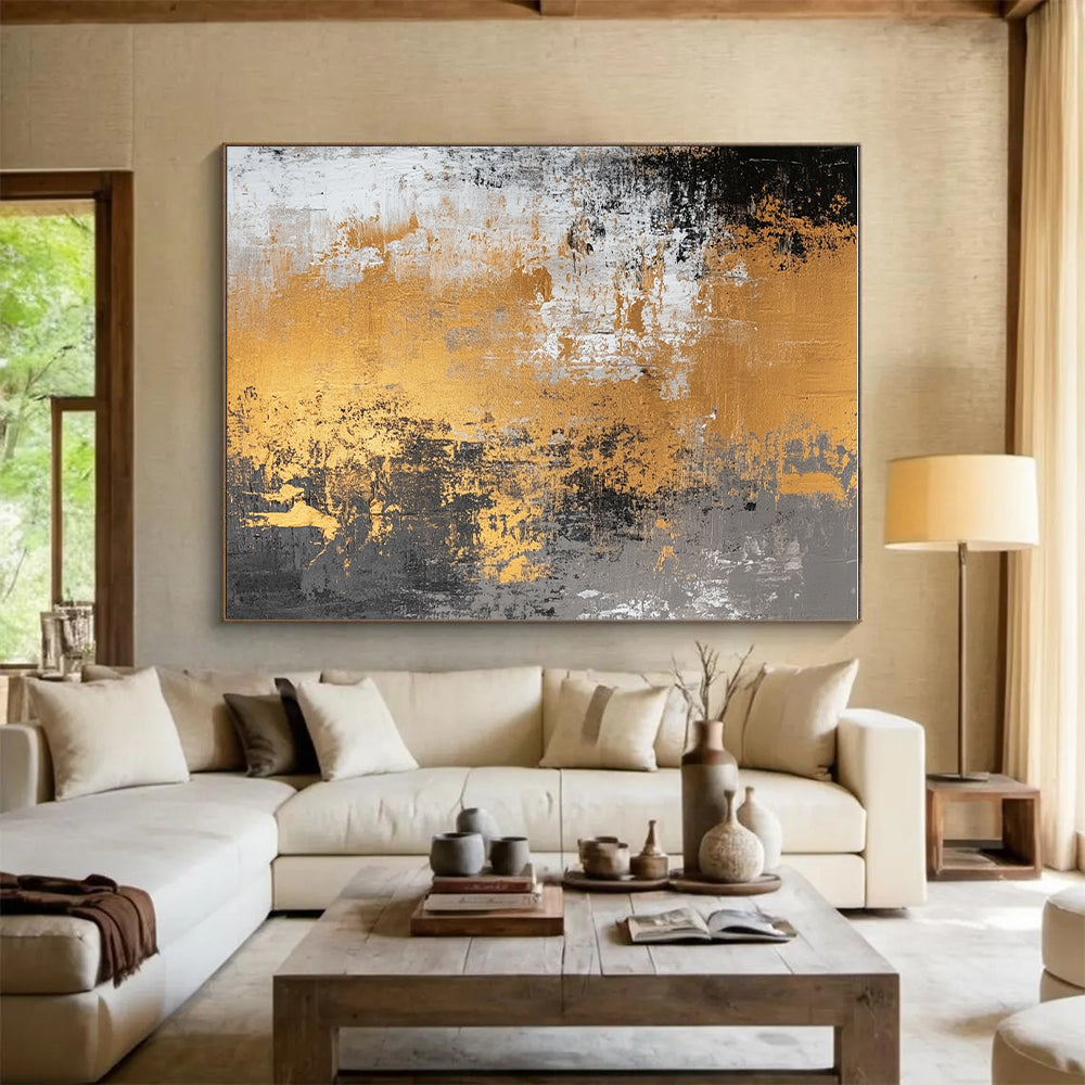 Gold - Accented Grunge Abstract with Gray, White, and Gold GER318