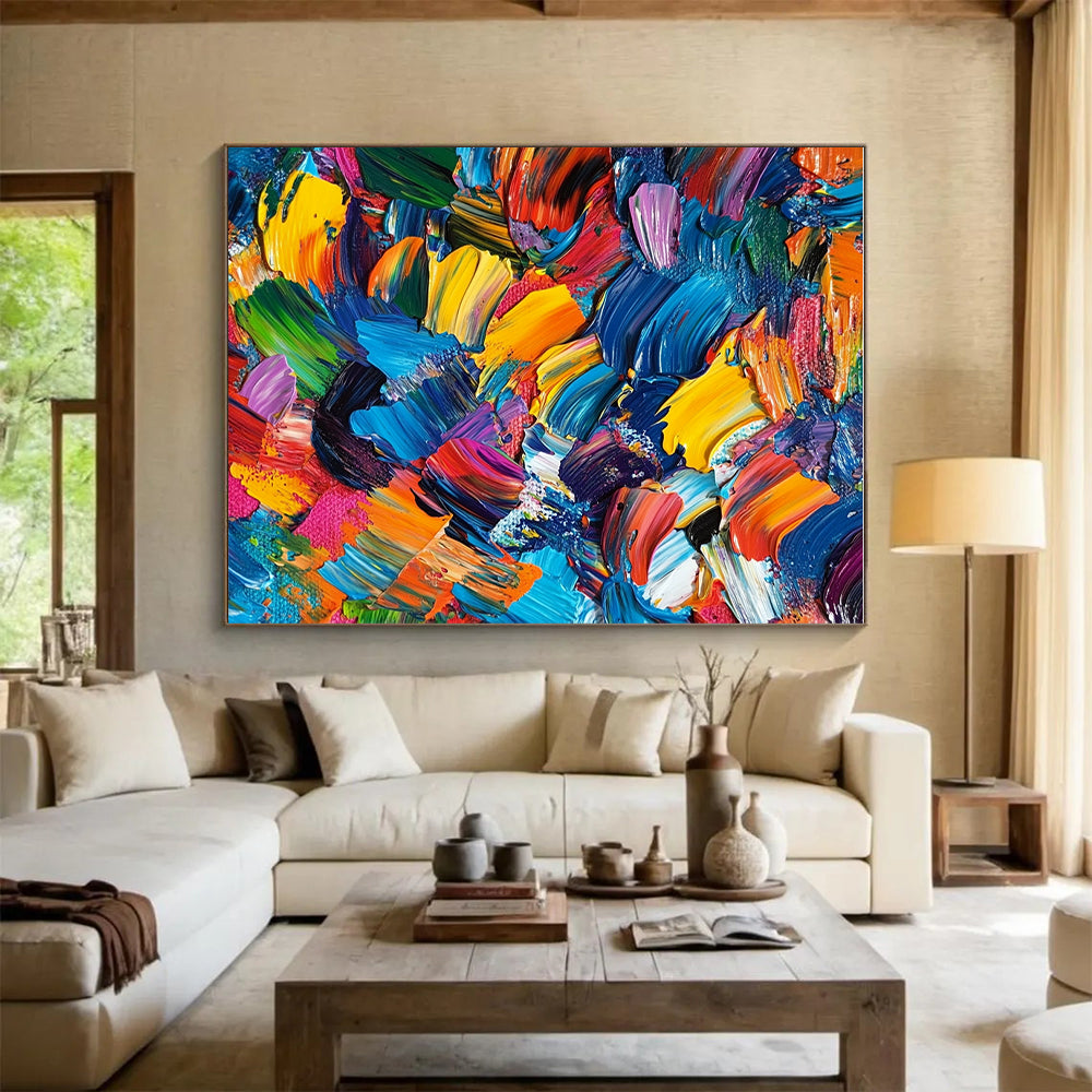 Colorful Palette Knife Abstract Painting with Bold Textures GER405