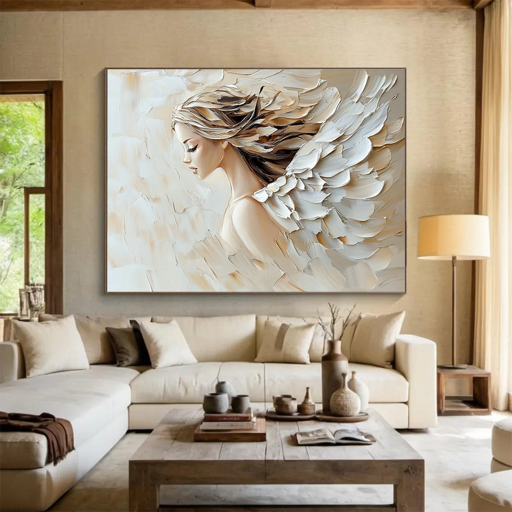 Angel - like Figure Abstract Painting with Textured Wings DYP276
