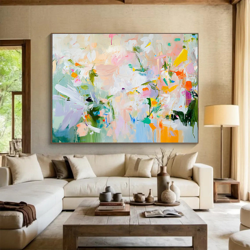 Vibrant Abstract Floral Painting with Bright Colors DYP542