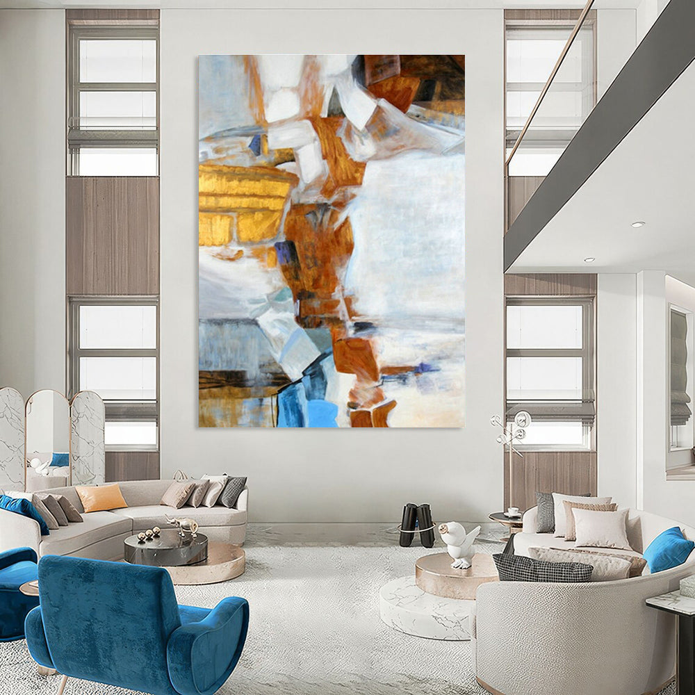 Custom Hand - Painted Abstract Art for Living Room Sectional Sofa Cushion Piping & Office Break Room Table Umbrella Canopies DLZ0944