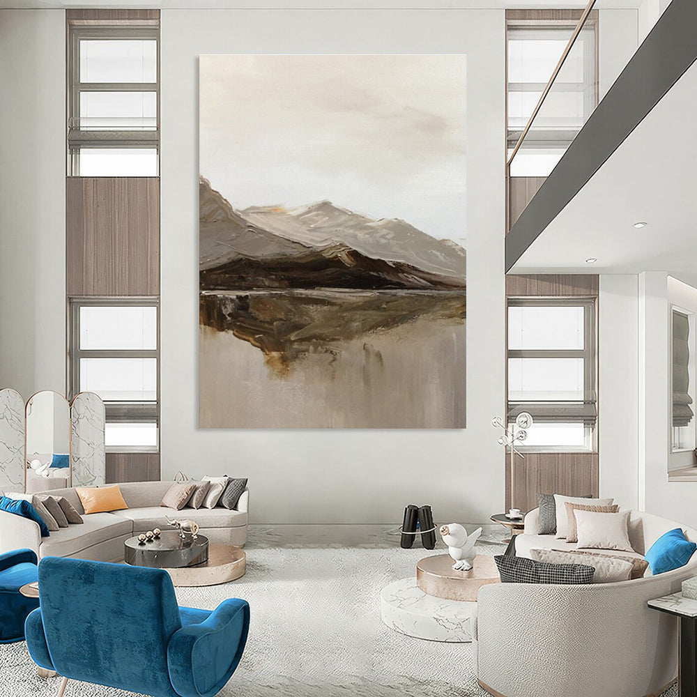 Mountain and Lake Reflection Abstract Painting ADGE358