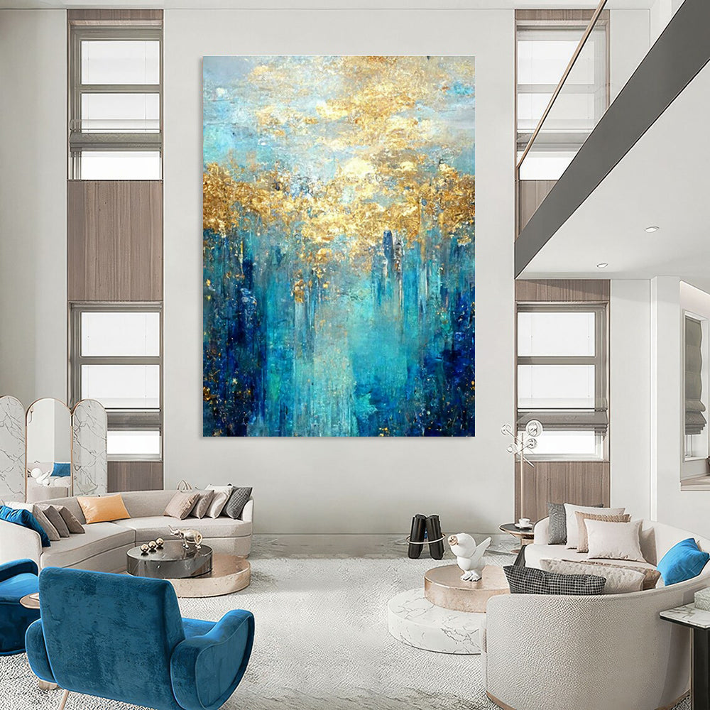 Oversized Custom Hand-Painted Abstract Canvas for Cottage Living Room Firewood Storage Niche Wall and Office Supply Cabinet Wall DLZ1912