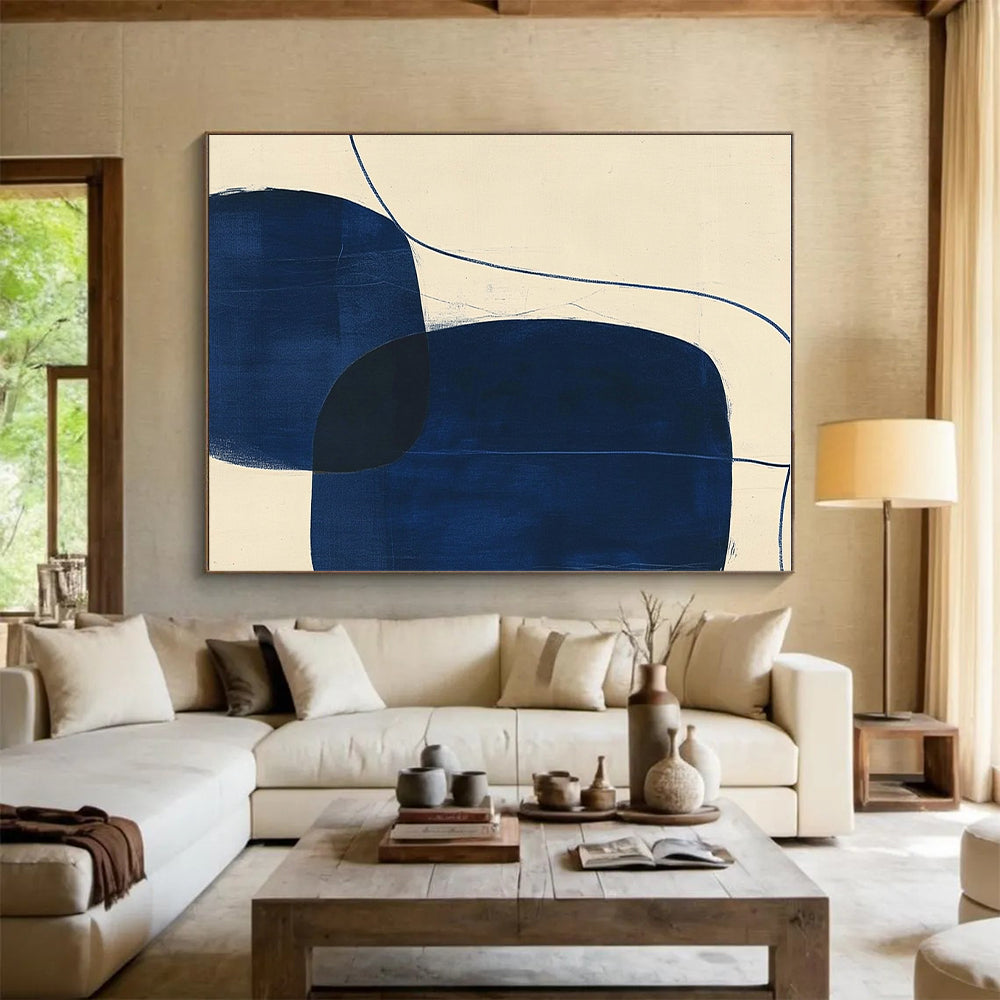 Blue Oval Forms Abstract Painting GER856