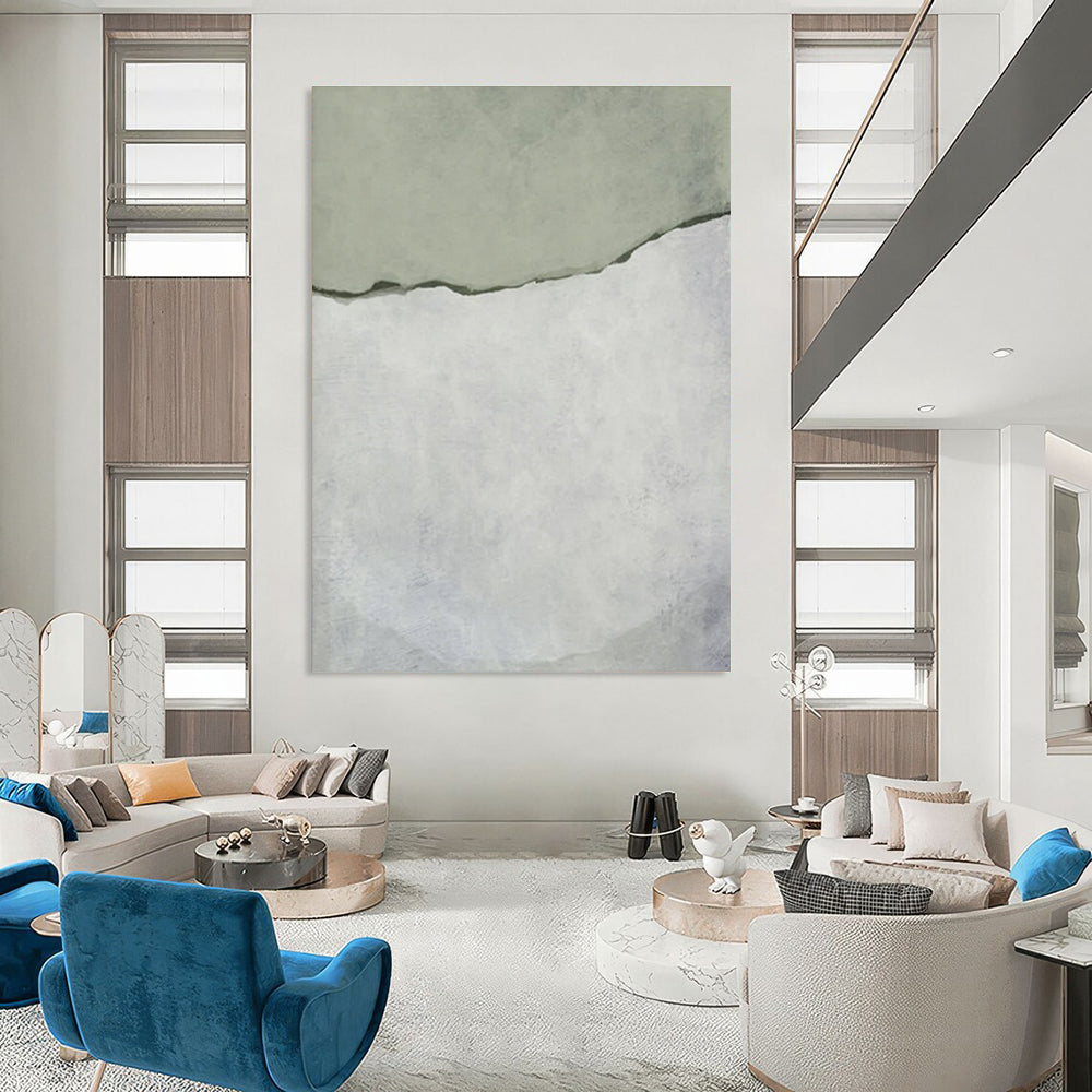 Green and Gray Abstract Tear Painting ADGE241