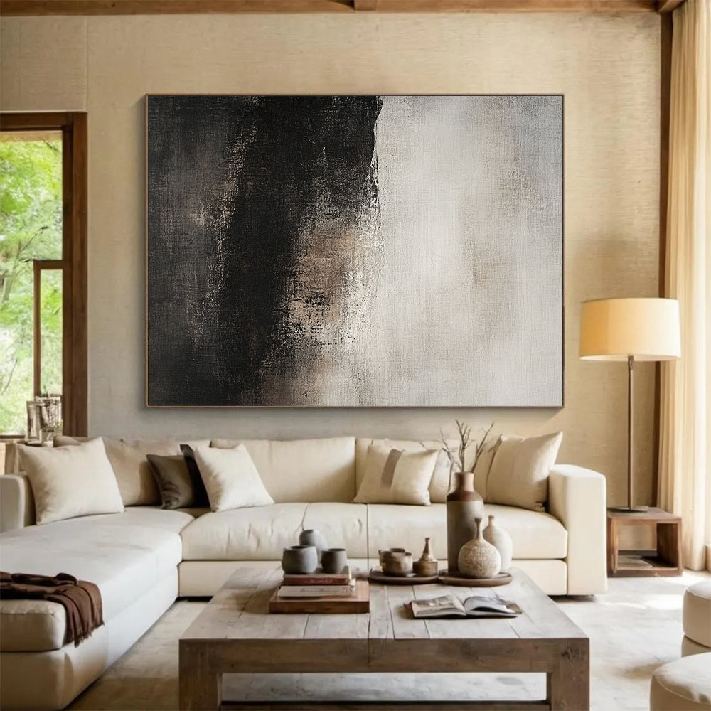 Black White and Gray Abstract Painting with Subtle Gradients GER428