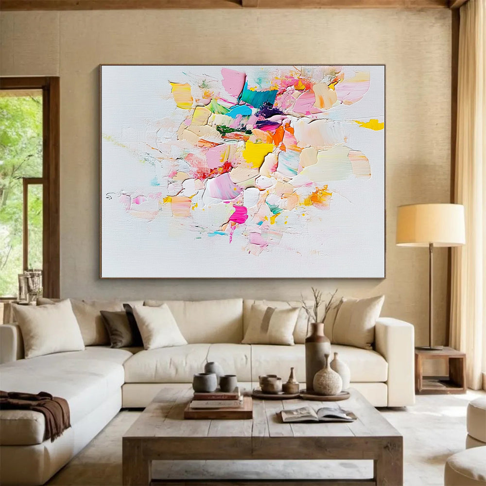 Pastel Patch Abstract Painting with Layered Colorful Textures GER657