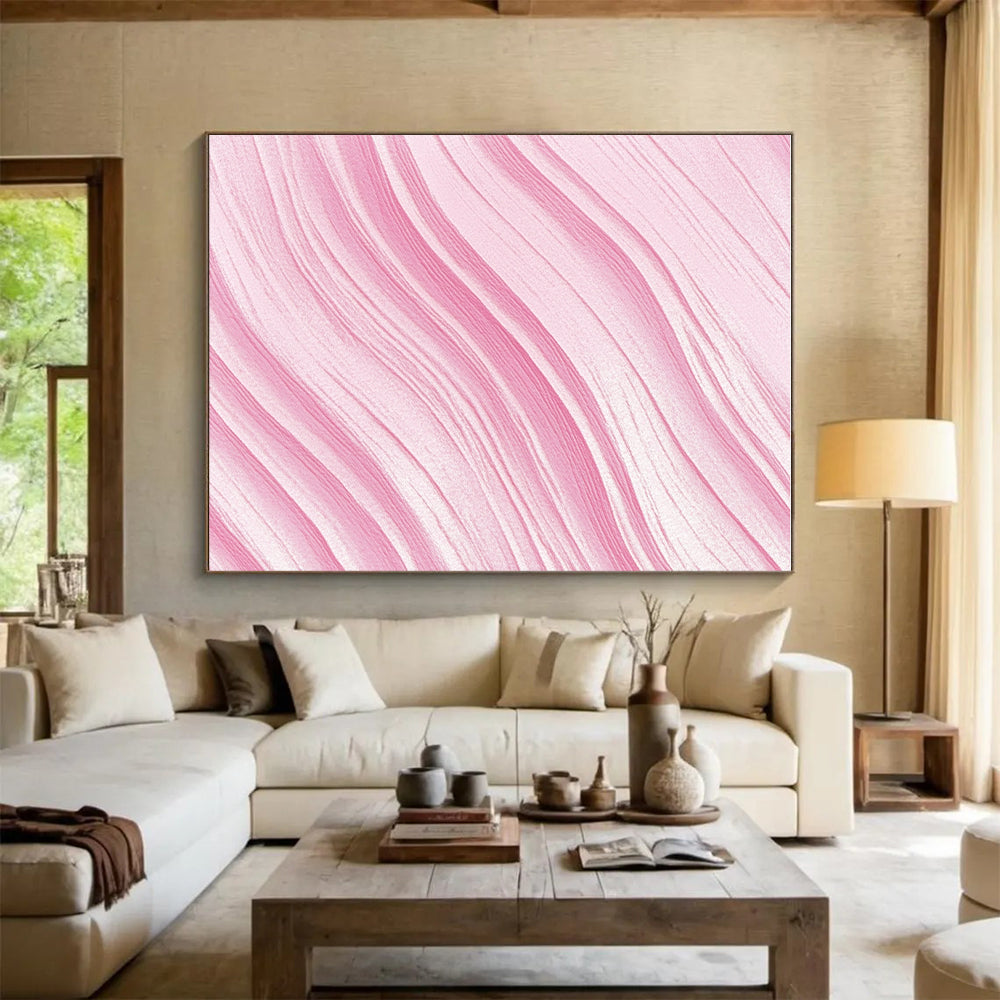 Pink Wavy Strokes Abstract Painting GER866