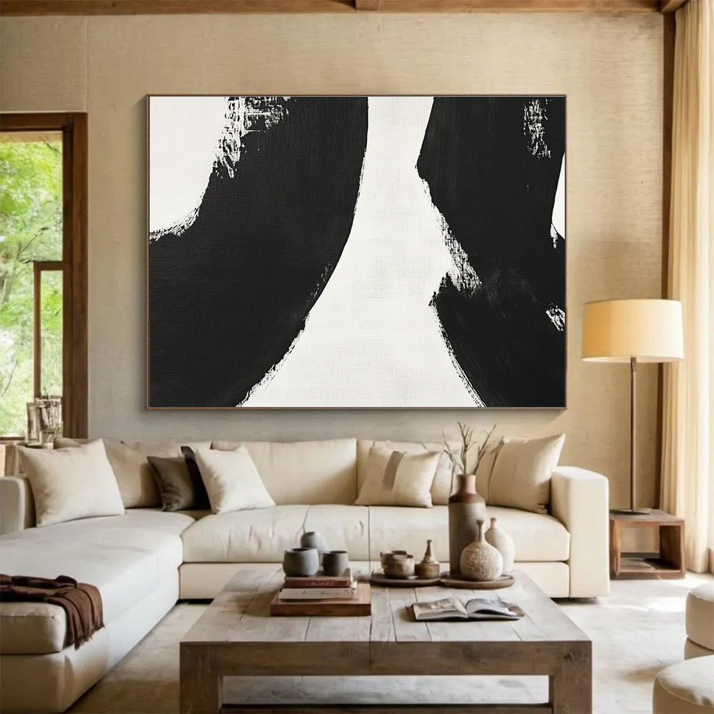 Black White Dynamic - Brushstroke Abstract Painting DYP031