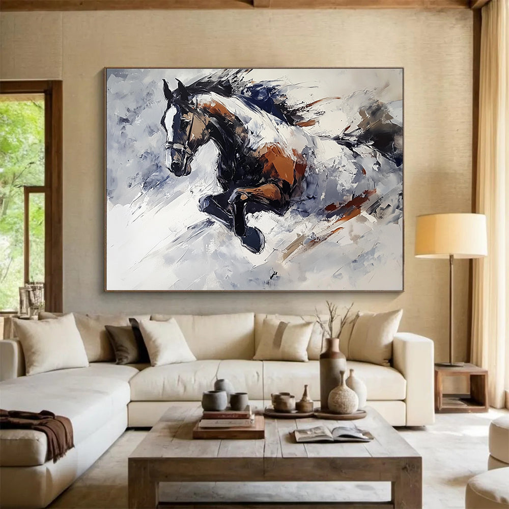 Galloping Horse Abstract Painting with Dynamic Brushstrokes DYP595