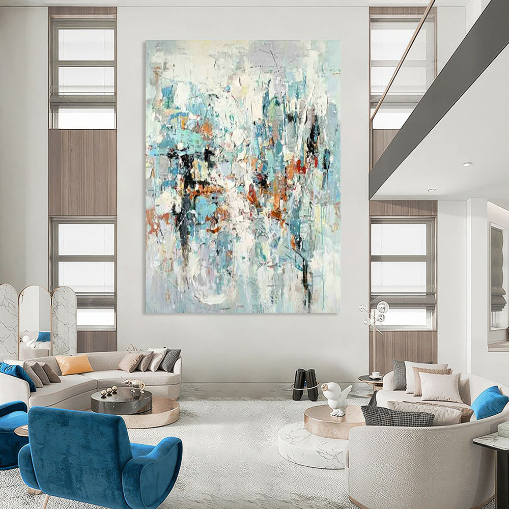 Large Hand-Painted Abstract Painting for Cottage Bedroom Pillow Storage Wall & Hallway Coat Hanger Rod Wall DLZ1777