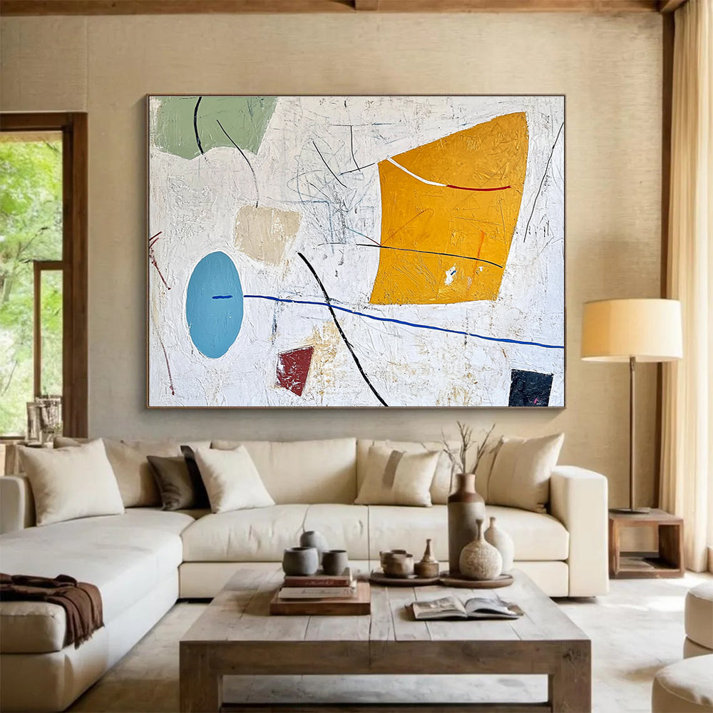 Mixed Shapes Abstract Painting with Colorful Elements DYP456