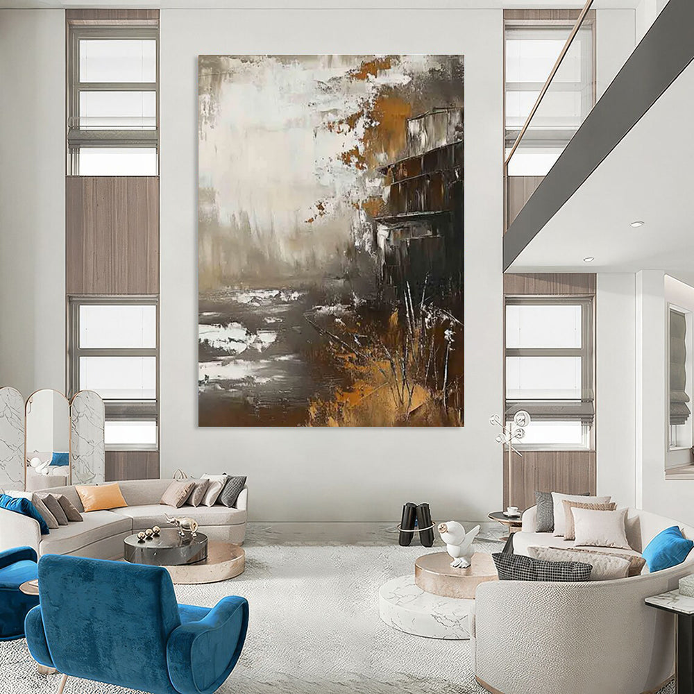 Riverbank Abstract Painting with Muted Tones ADGE485