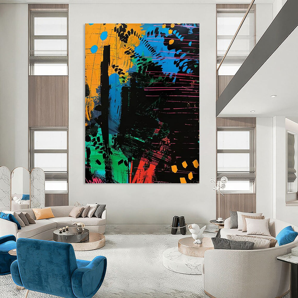 Colorful Abstract Painting with Dynamic Lines and Shapes ADGE096