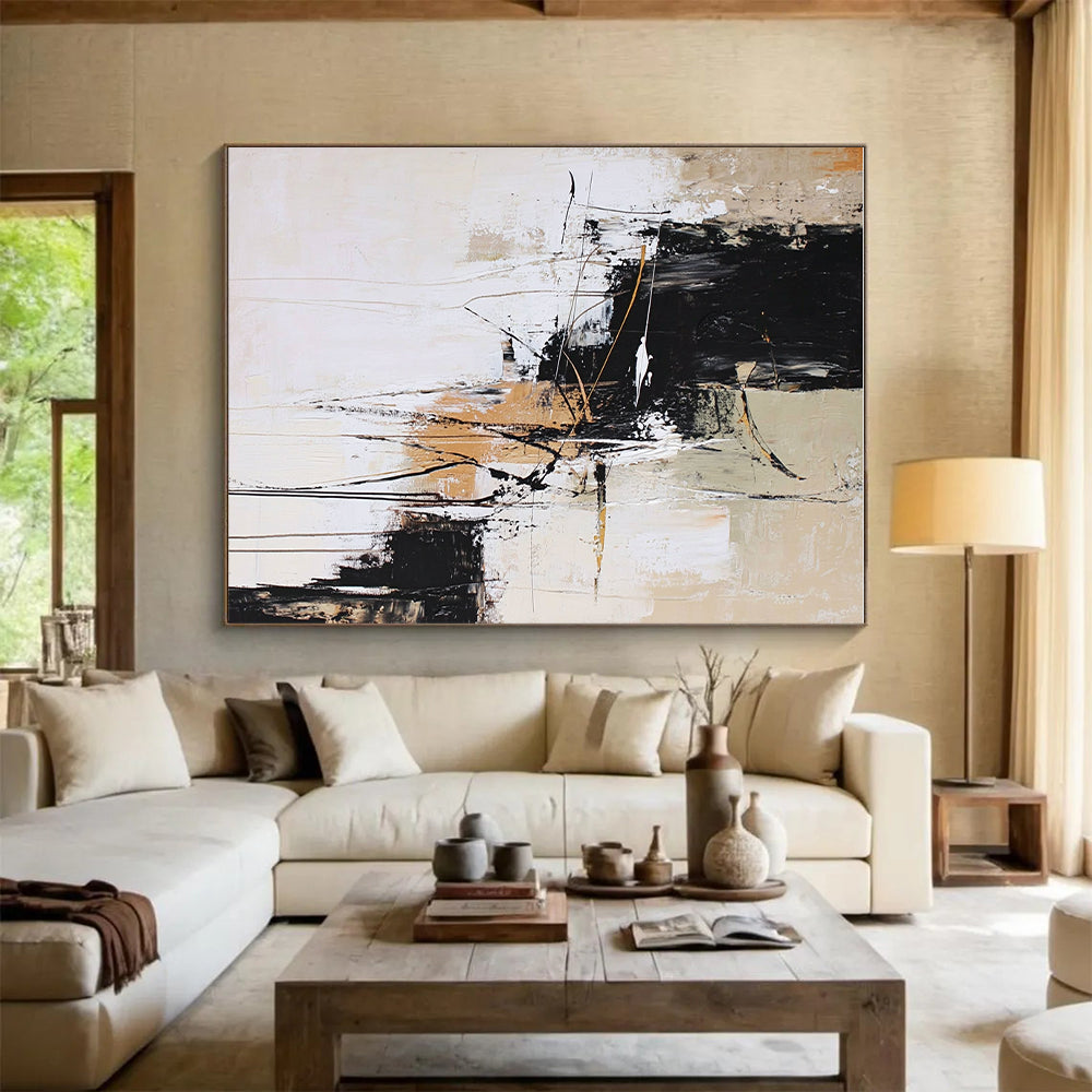Neutral Textured Abstract Painting with Minimalist Flair GER409