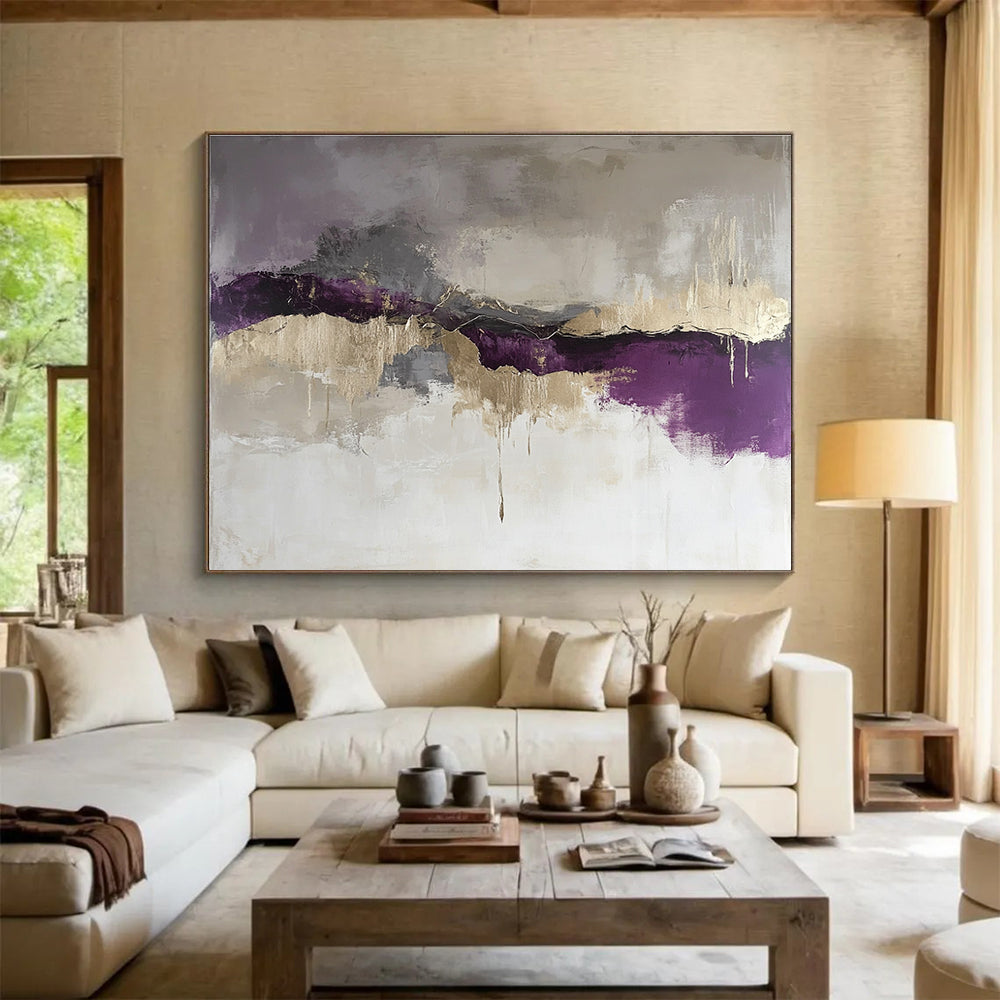 Purple and Gold Abstract Flow Painting DYP474